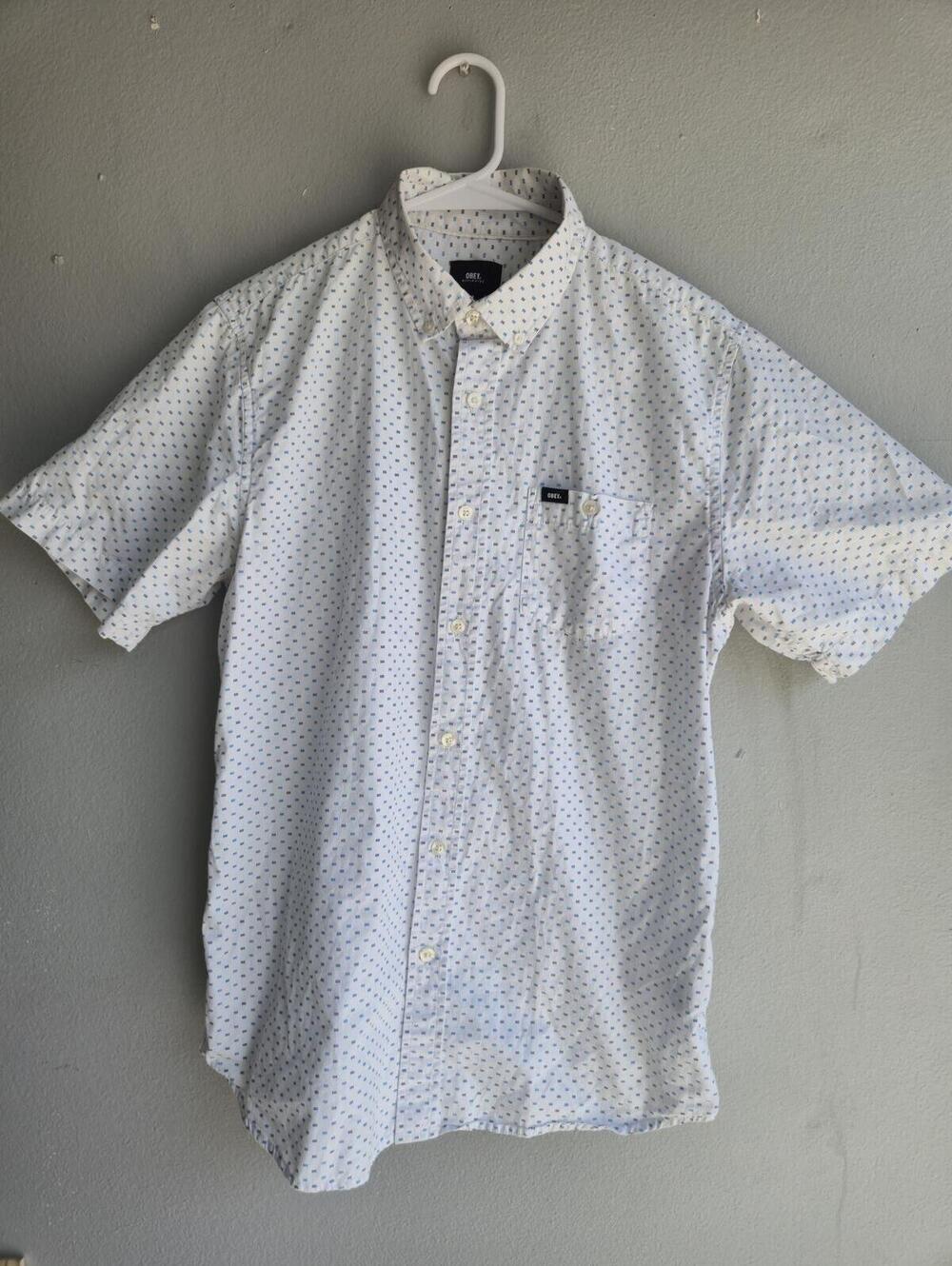 Obey Worldwide Men's Short Sleeve Button-Up Shirt Medium